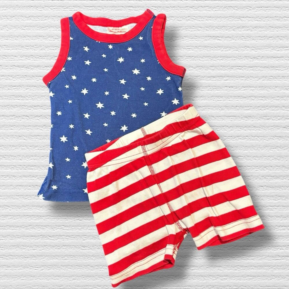 Hanna Andersson Pajamas 2T Organic Cotton Stars Stripes Patriotic USA Set